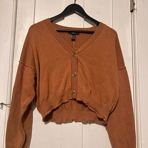 Forever 21 Rust Brown Cropped Cardigan